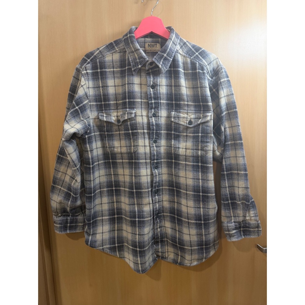 Northwest Territory NWT Naturals Blue Plaid Flannel Shirt Mens Large Cotton